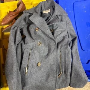 Michael Kors Gray Peacoat with Gold Accents